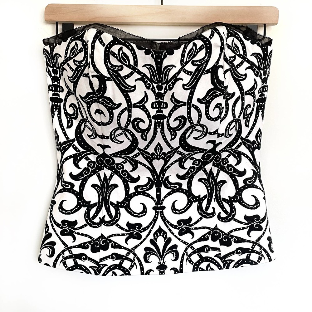 White House Black Market Black and White Strapless Top